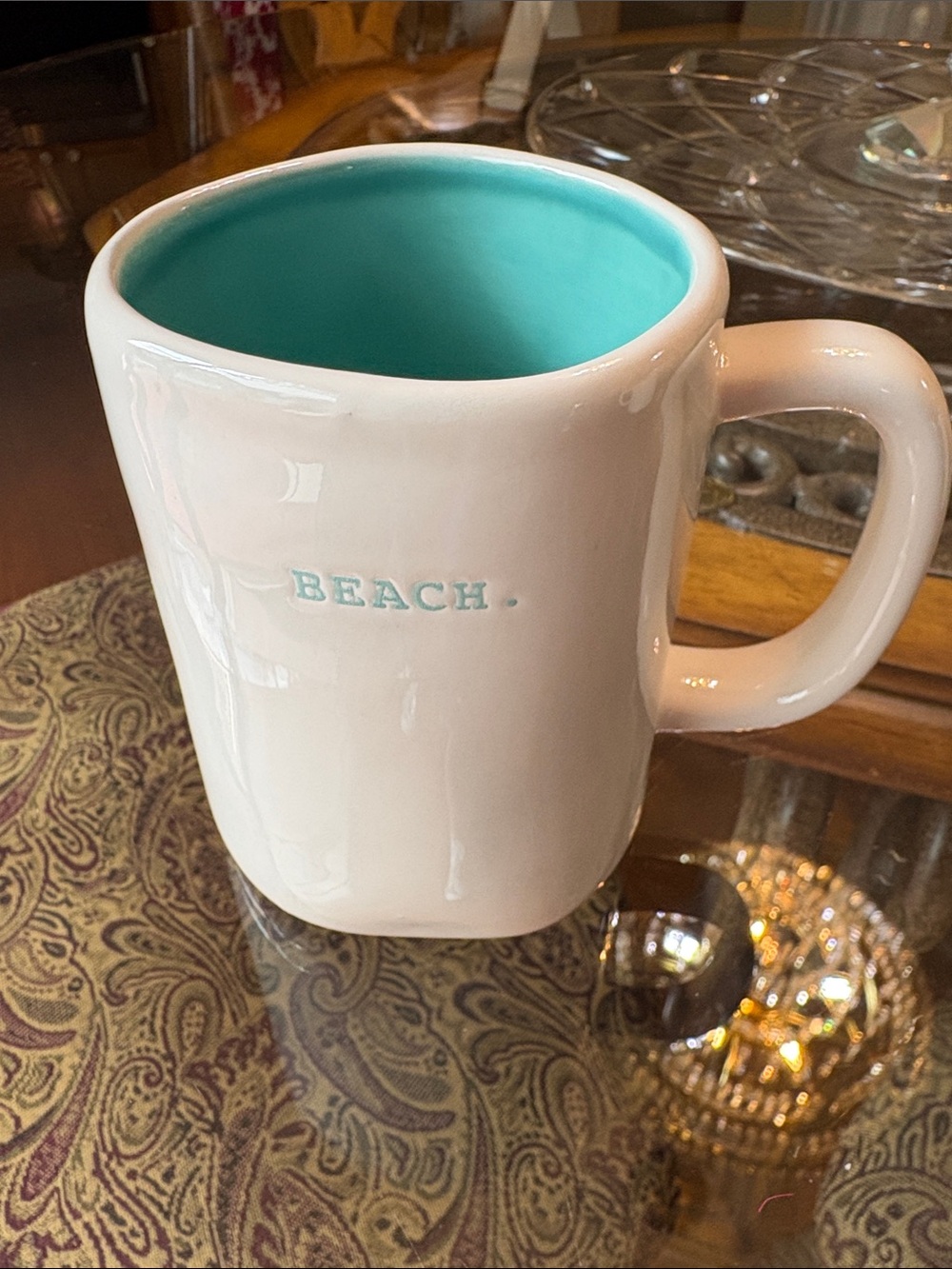 Rae Dunn "BEACHcoffee mug, a popular piece from the Artisan Collectection